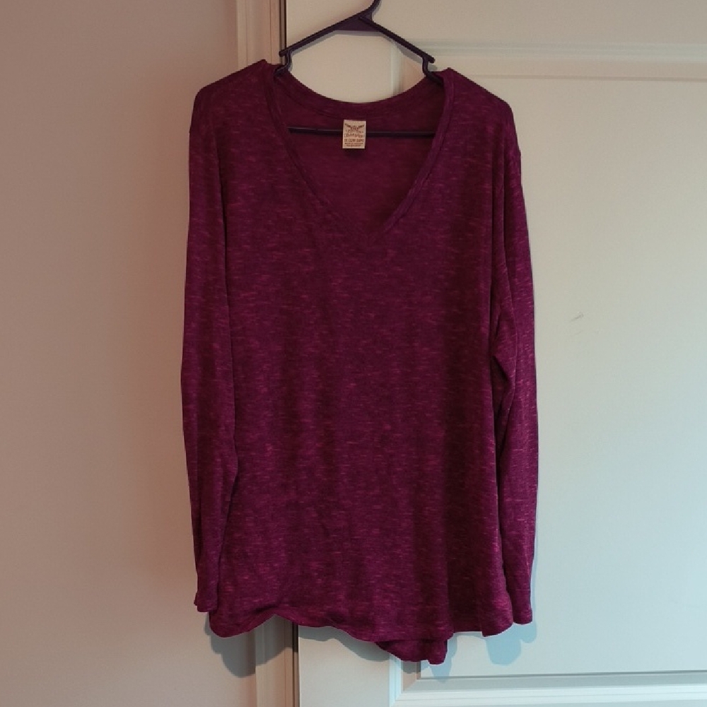 Faded Glory Red Relaxed Long Sleeve T-Shirt